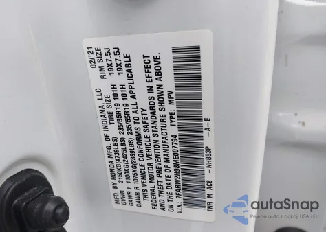 2021 Honda Cr-V Awd Touring from USA, damaged, VIN 7FARW2H98ME007794